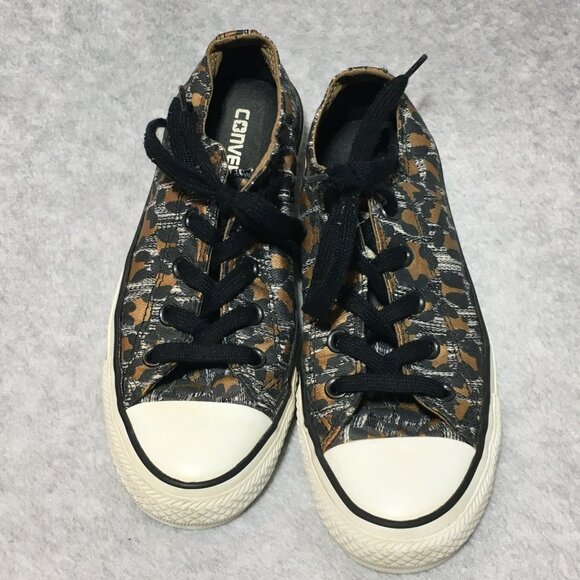 Converse All Star Women 6 Shoes Low Top Shoe Cheetah Leopard Sneaker Brown Black - Picture 9 of 10